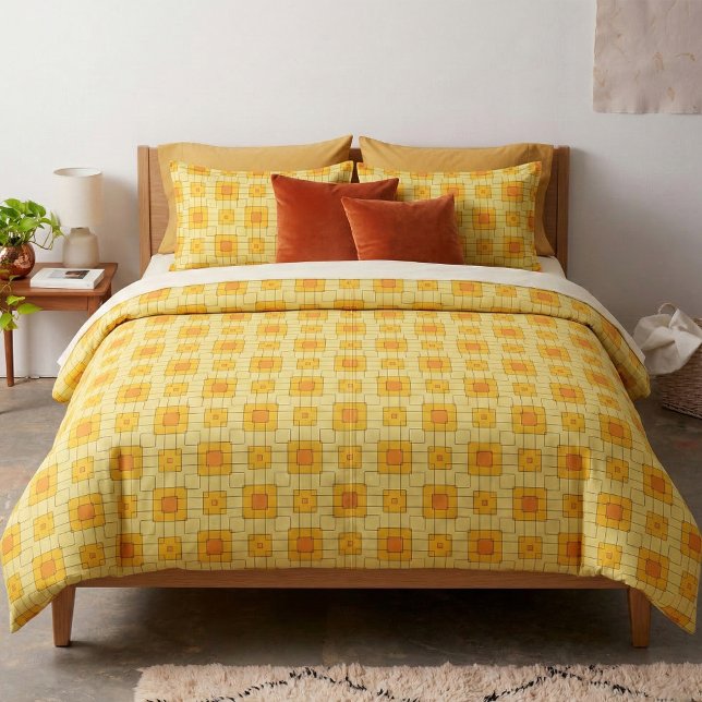 Retro Mid Century Modern Op Art Yellow and Orange Fabric (Creator Uploaded)