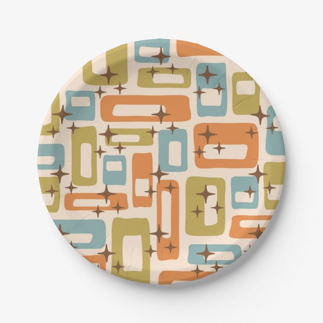 Retro Mid Century Modern Paper Plate (Front)