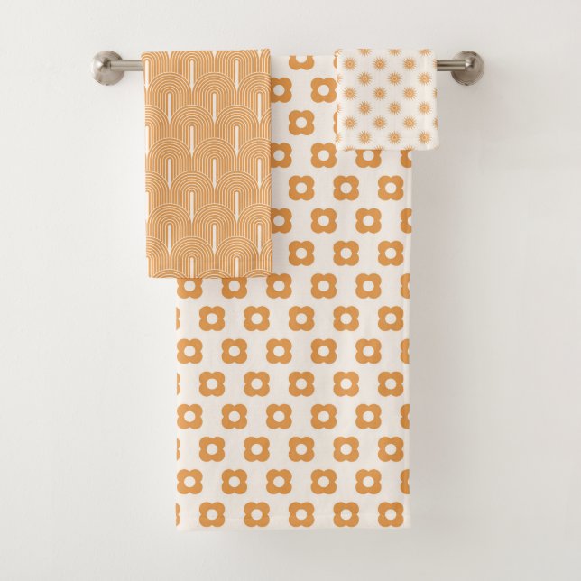 Retro Mid-Century Modern Pattern  Bath Towel Set (Insitu)