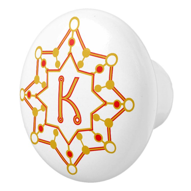 Retro Mid-Century Modern Personalised Initial Ceramic Knob (Right)