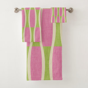 Retro Mid Century Modern Pin Stripes Pattern Bath Towel Set