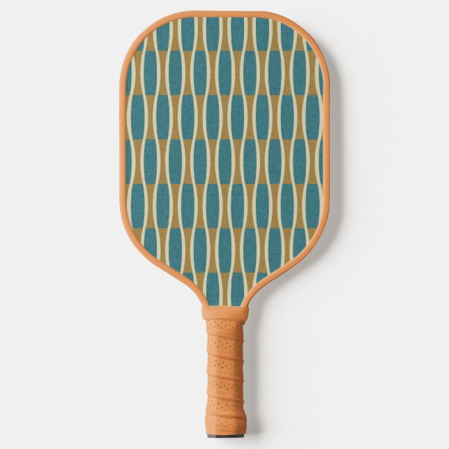 Retro Mid Century Modern Pin Stripes Pattern Pickleball Paddle (Front)