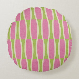 Retro Mid Century Modern Pin Stripes Pattern Round Cushion