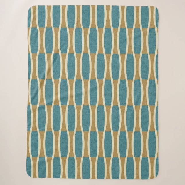 Retro Mid Century Modern Pin Stripes Pattern Sherpa Blanket (Front)