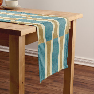 Retro Mid Century Modern Pin Stripes Pattern Short Table Runner
