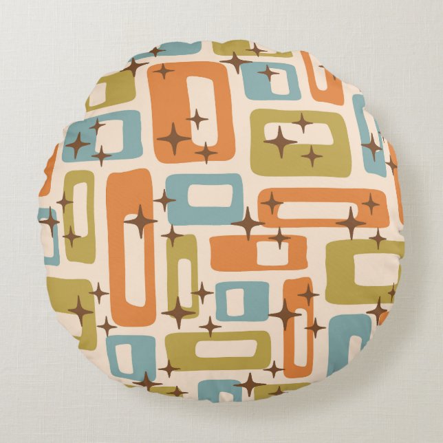 Retro Mid Century Modern Round Cushion (Front)