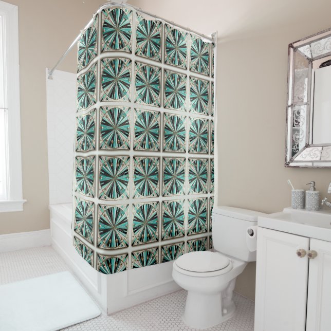 Retro Mid Century Modern Shower Curtain (In Situ)