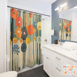 Retro Mid Century Modern Shower Curtain