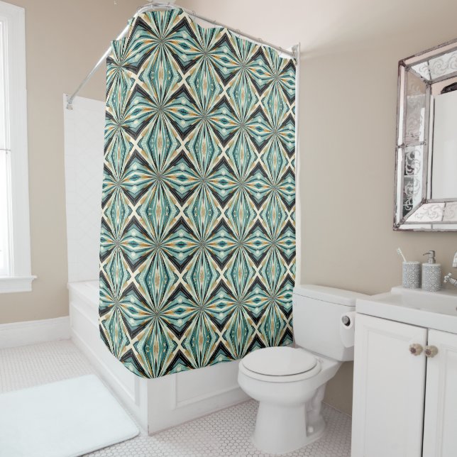 Retro Mid Century Modern Shower Curtain (In Situ)