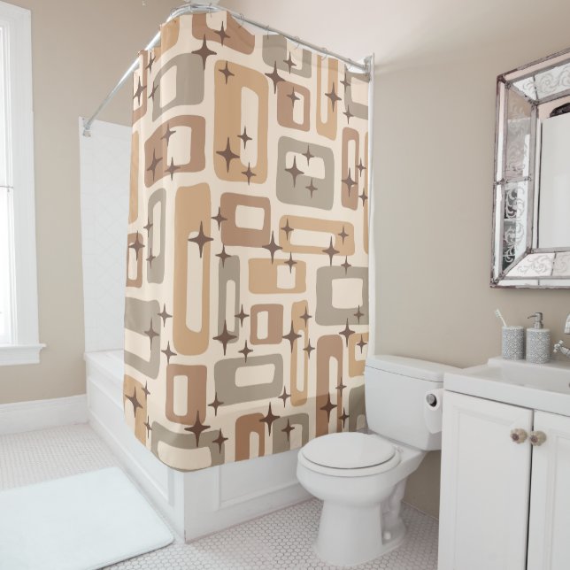 Retro Mid Century Modern Shower Curtain (In Situ)