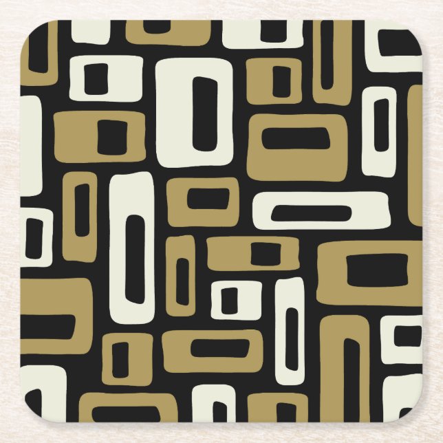 Retro Mid Century Modern Square Paper Coaster (Front)