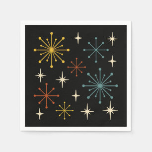 Retro Mid Century Modern Starburst Pattern Napkin