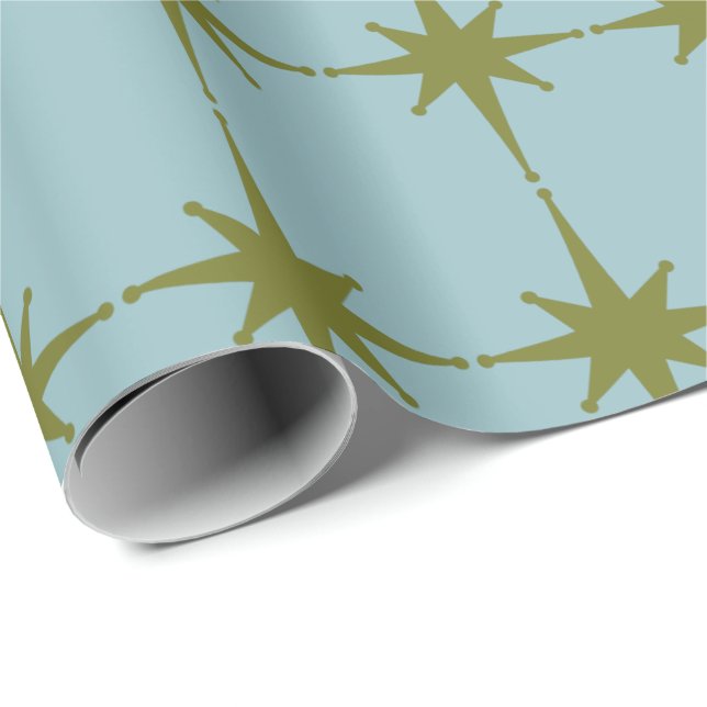 Retro Mid-century Modern Starburst Pattern Wrapping Paper (Roll Corner)