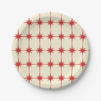 Retro Mid-century Modern Starbursts Red Cream