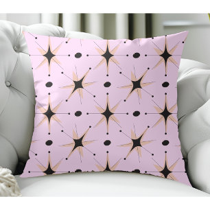 Retro Mid-Century Modern Stars Blush Pink Cushion