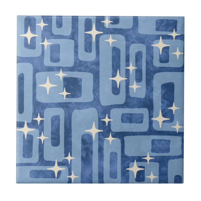 Retro Mid Century Modern Tie Dye Abstract Pattern Tile (Front)