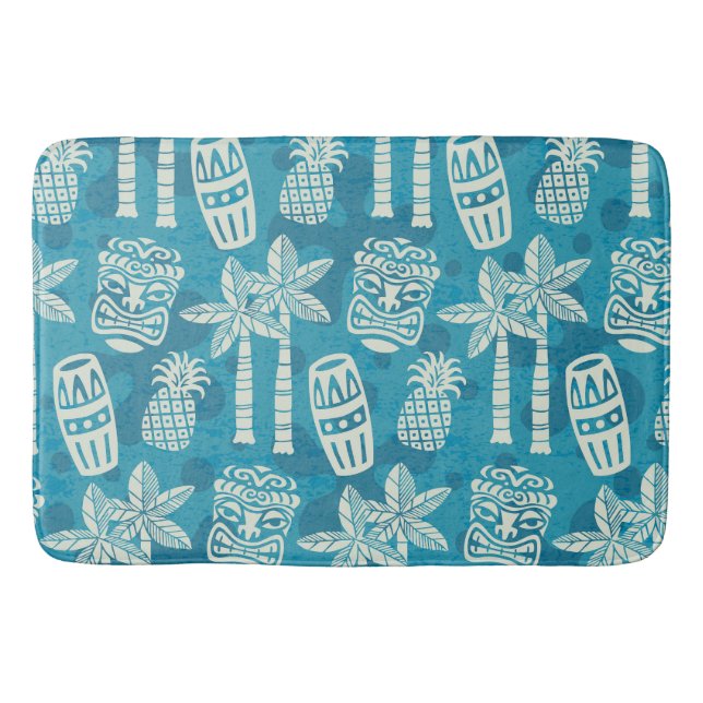 Retro Mid Century Modern Tiki Pattern Bath Mat (Front)