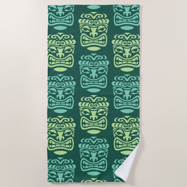 Retro Mid Century Modern Tiki Pattern Beach Towel (Front)