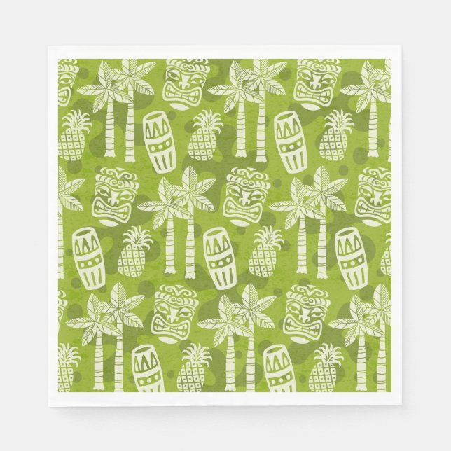 Retro Mid Century Modern Tiki Pattern Napkin (Front)