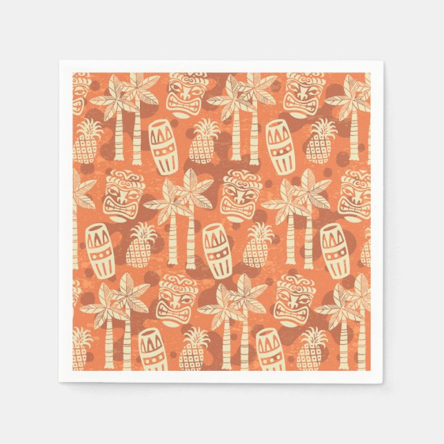 Retro Mid Century Modern Tiki Pattern Napkin (Front)