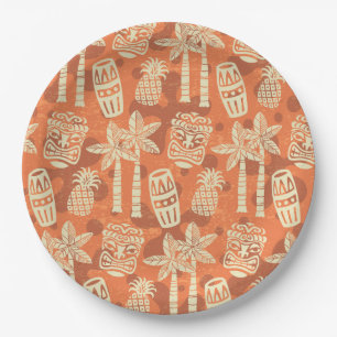 Retro Mid Century Modern Tiki Pattern Paper Plate