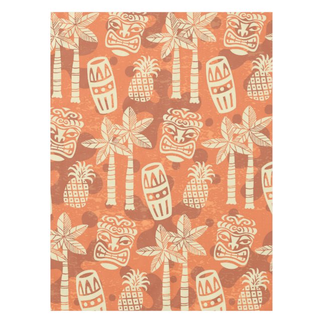 Retro Mid Century Modern Tiki Pattern Tablecloth (Front)