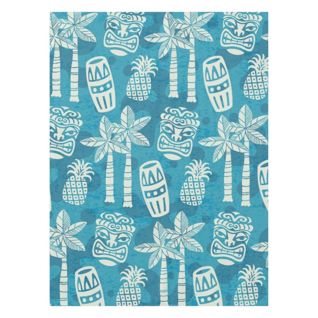 Retro Mid Century Modern Tiki Pattern Tablecloth (Front)