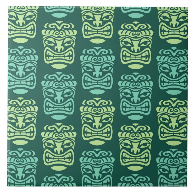 Retro Mid Century Modern Tiki Pattern Tile (Front)