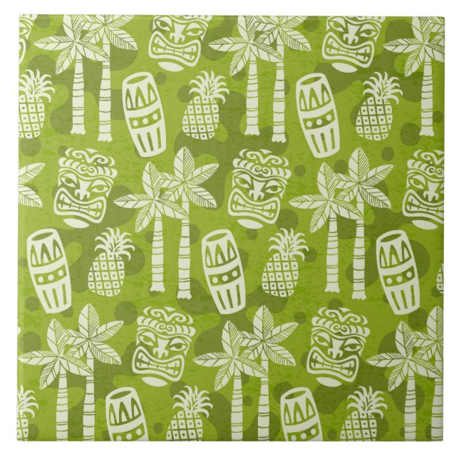Retro Mid Century Modern Tiki Pattern Tile (Front)
