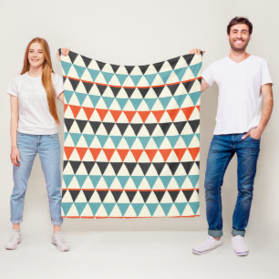 Retro Mid-Century Modern Triangle Pattern Fleece Blanket