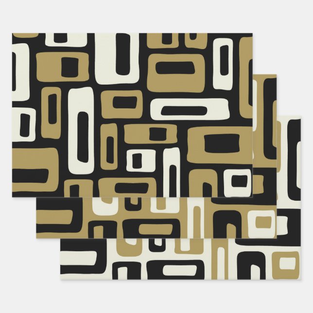 Retro Mid Century Modern Wrapping Paper Sheet (Set)