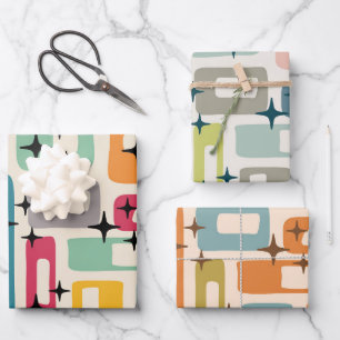 Retro Mid Century Modern Wrapping Paper Sheet