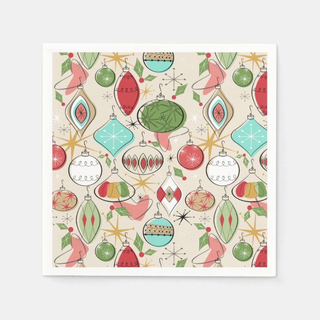 Retro Mid Century Modern Xmas Napkins (Front)