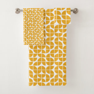 Retro Mid Century Modern Yellow Bath Towel Set