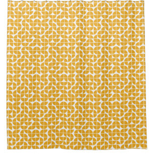Retro Mid Century Modern Yellow Shower Curtain