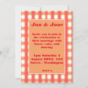 Retro Mid Century Orange & Pink Wedding Invitation