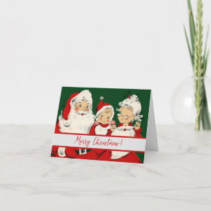 Retro Mid-Century Santa Family – Kitsch Claus Holiday Card
