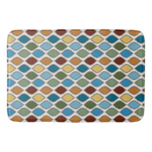 Retro Mid-Century Scalloped Diamond Pattern Bath Mat