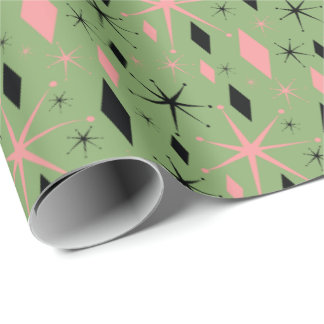 Retro Mid Century Starburst and Diamonds Wrapping Paper