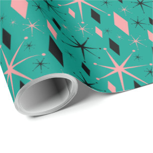 Retro Mid Century Starburst and Diamonds Wrapping Paper