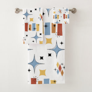 Retro Mid-Century Starburst Bath Towel Set