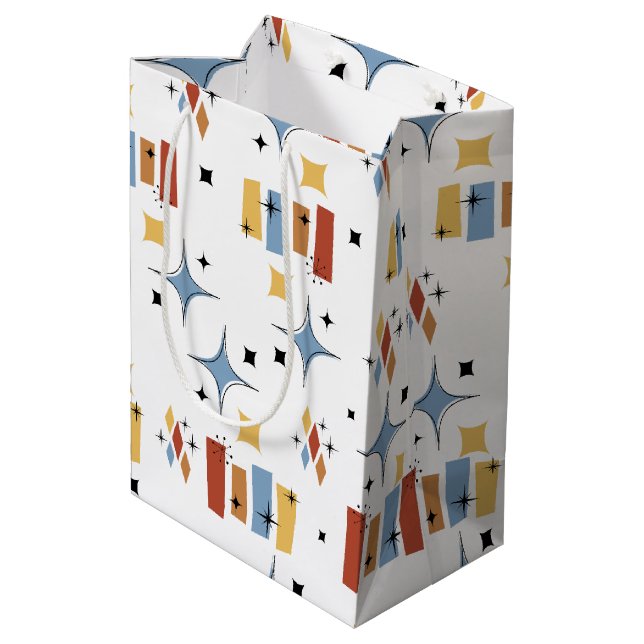 Retro Mid-Century Starburst Medium Gift Bag (Back Angled)