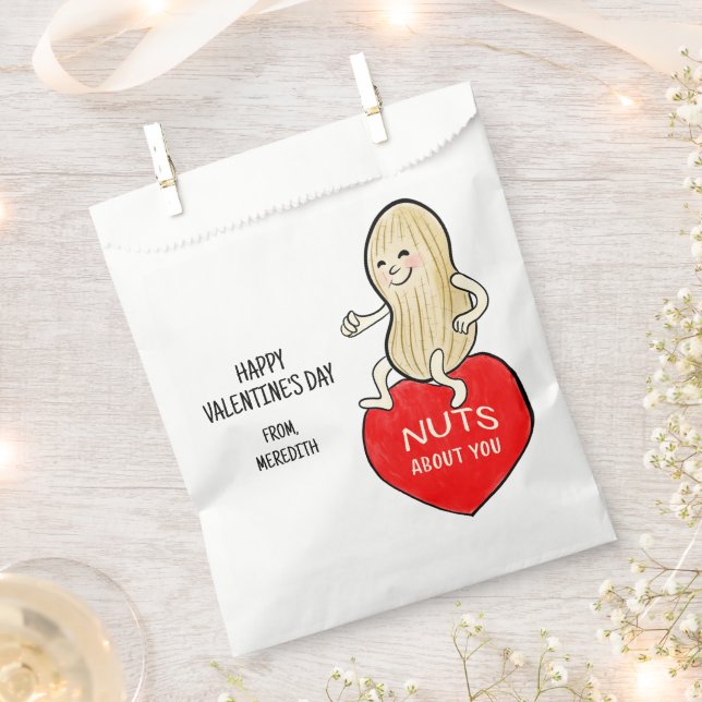 Retro Mid Century Style Nuts About You Valentine Favour Bags (Clipped)