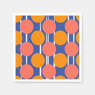 Retro Mid Century Style Orange Blue Polka Dot Part Napkin
