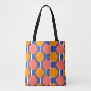 Retro Mid Century Style Orange Blue Polka Dot Tote Bag