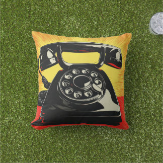 Retro Mid-Century Telephone Pop Art Design Cushion