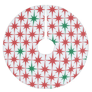 Retro Mid-century Vintage Atomic Christmas Stars Brushed Polyester Tree Skirt