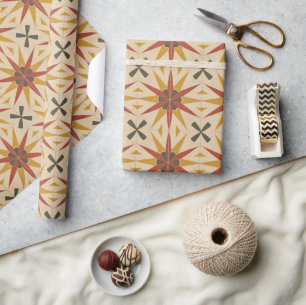 Retro Mid Century vintage Atomic Geometric Pattern Wrapping Paper