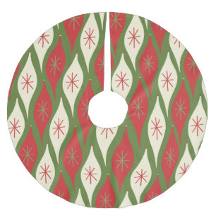 Retro Mid-century Vintage Christmas Ornaments Brushed Polyester Tree Skirt
