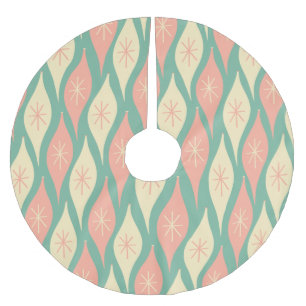 Retro Mid-century Vintage Christmas Ornaments Pink Brushed Polyester Tree Skirt